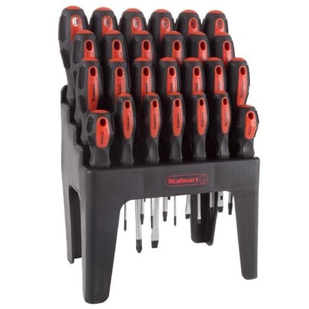 STALWART Stalwart 75-HT4090 Screwdriver Set with Wall Mount; Stand & Magnetic Tips; Red & Black - 26 Piece 75-HT4090
